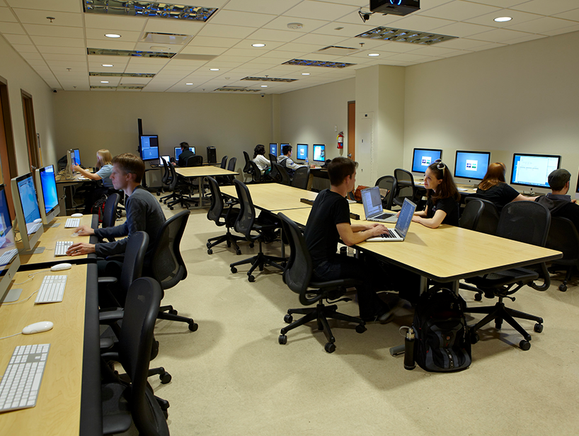 Arts, Media and Engineering students working in a computer lab