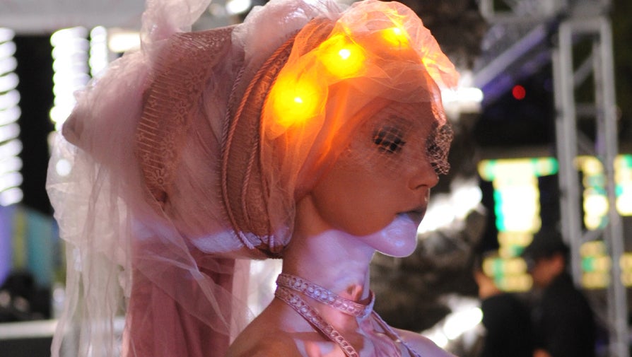 model wearing lights