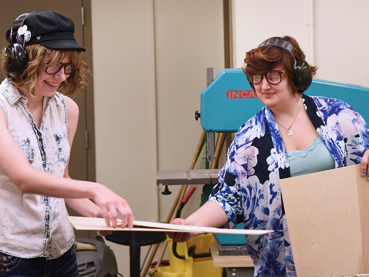 students working together in a fabrication lab