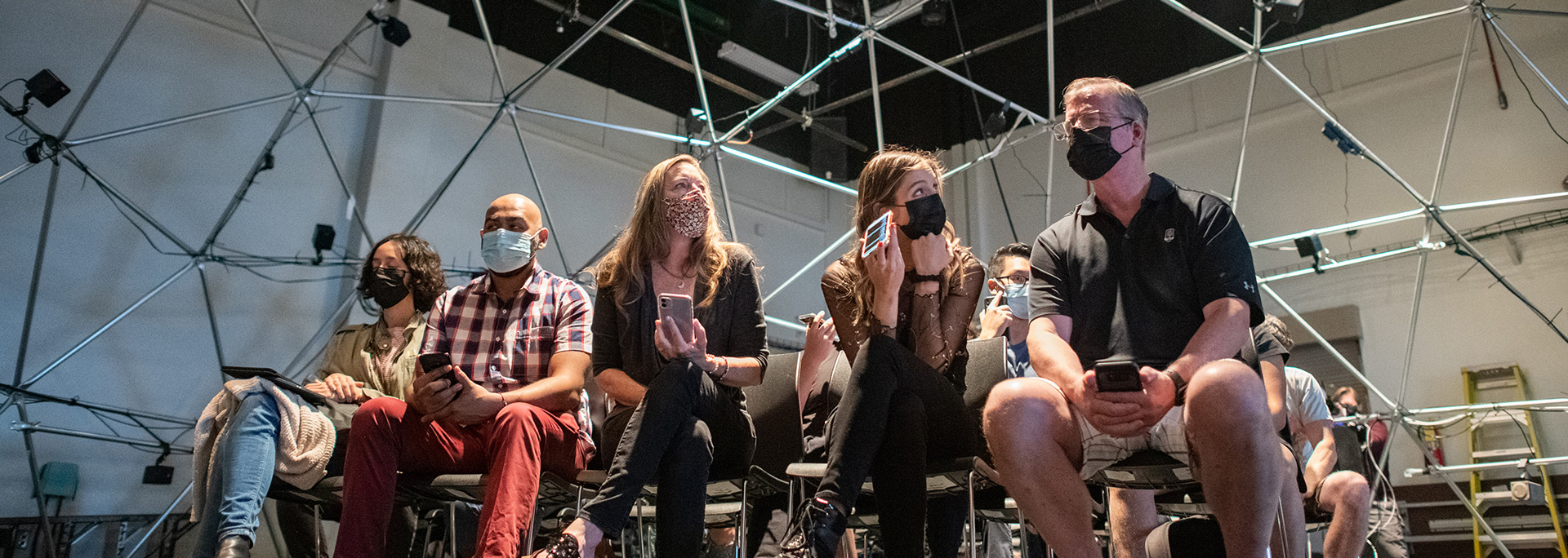 Students gathered for a digital technology demonstration