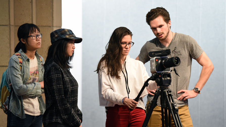 students filming